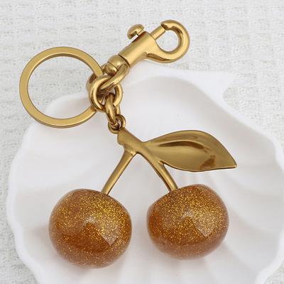 Sprankelende Gouden Kers Hanger Ornament Voor Handtas Schoudertassen Dames Portemonnee Sleutelhanger Bedeltje Feestelijk Kerst Accessoire