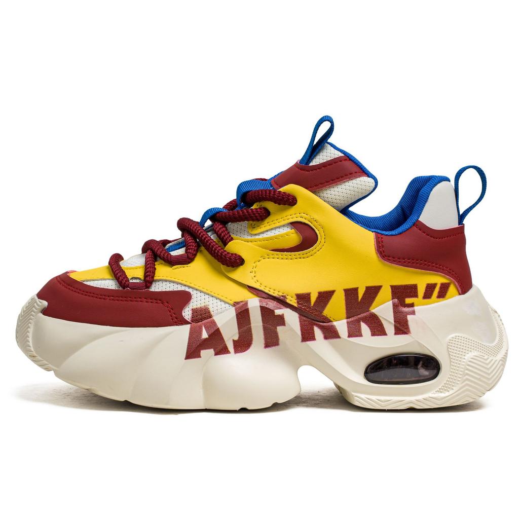 2025 spring and summer new ins color matching trend trendy men's shoes yellow dad shoes platform heightening casual sports shoes