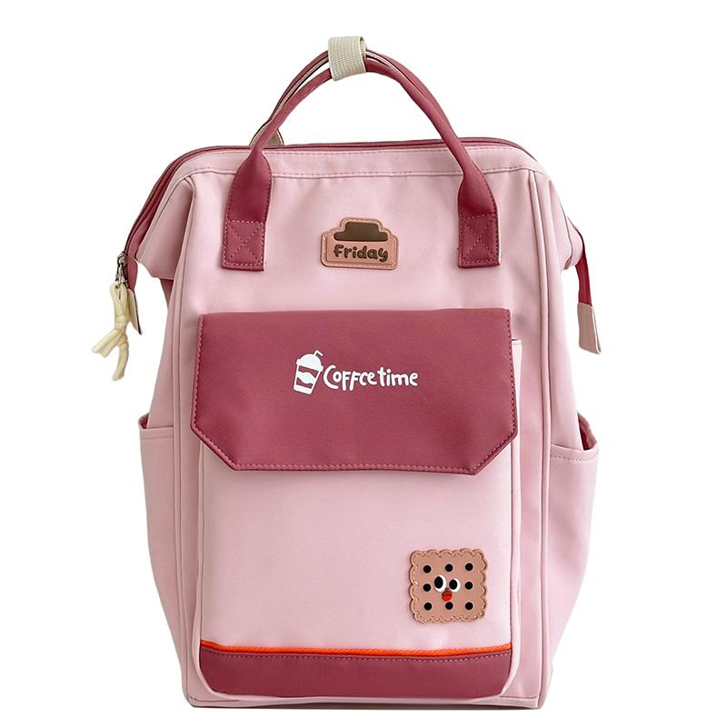 

Рюкзак большой вместимости для кампуса, студенческий школьный рюкзак, женский рюкзак с цветовым контрастом розовый