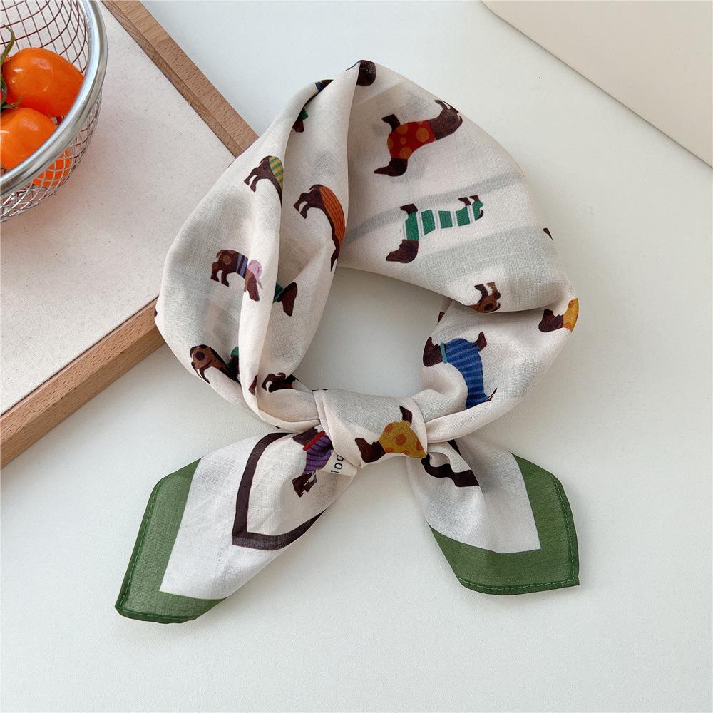 Korean literary and artistic decoration small silk scarf Korean version fashionable versatile spring and summer fresh and breathable cotton and