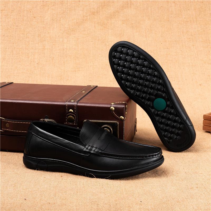 Leather Shoes Men's Autumn New Item Flat Heel Soft Soled Leather Shoes Top Layer Cowhide Pigskin Inner Rubber Sole Formal Leather Shoes