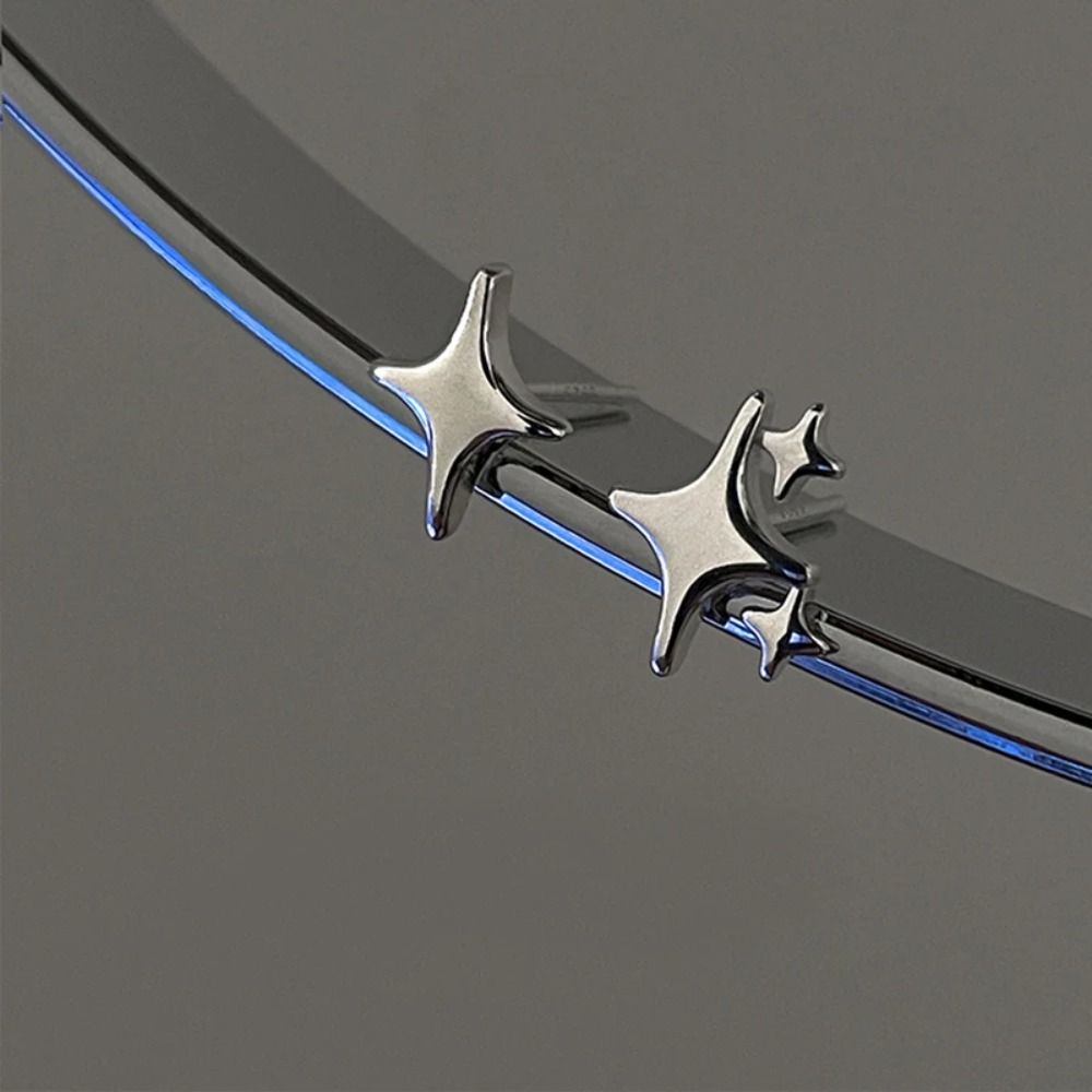 925 Stamp Silver Ear Stud Silver Asymmetry Earrings Exquisite Star Earrings  Women