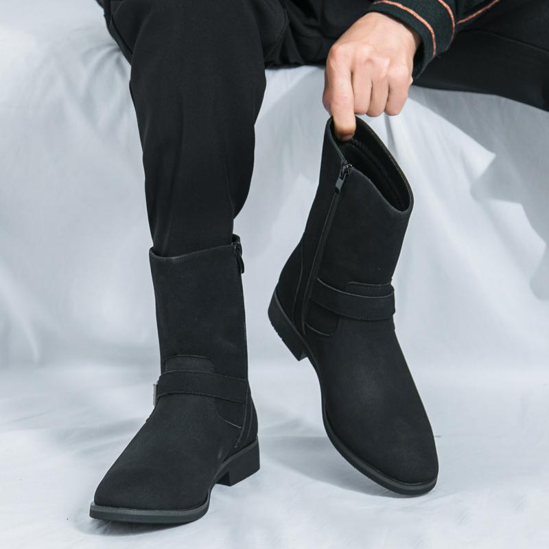 Mode Vinter Bästsäljande Herr Chelsea Boots Retro Business Korta Stövlar Hög Kvalitet Sidodragkedja Design Herr Läder Casual Skor
