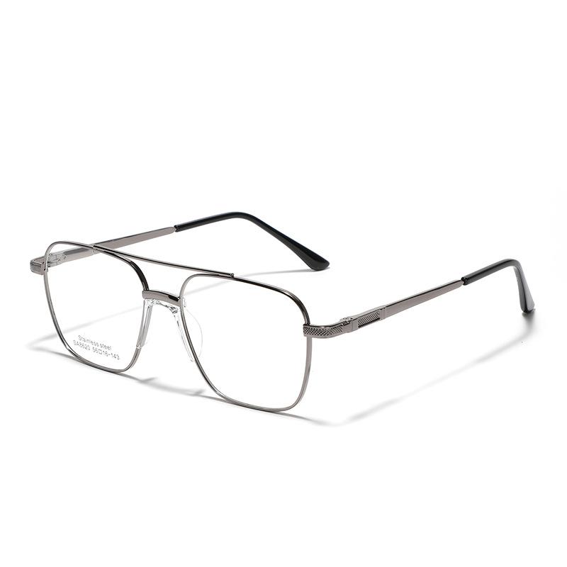Glasses, Double Beam Metal Square Frame Men'S Commuter Simple Saddle Nose Pad Flat Glasses Women'S