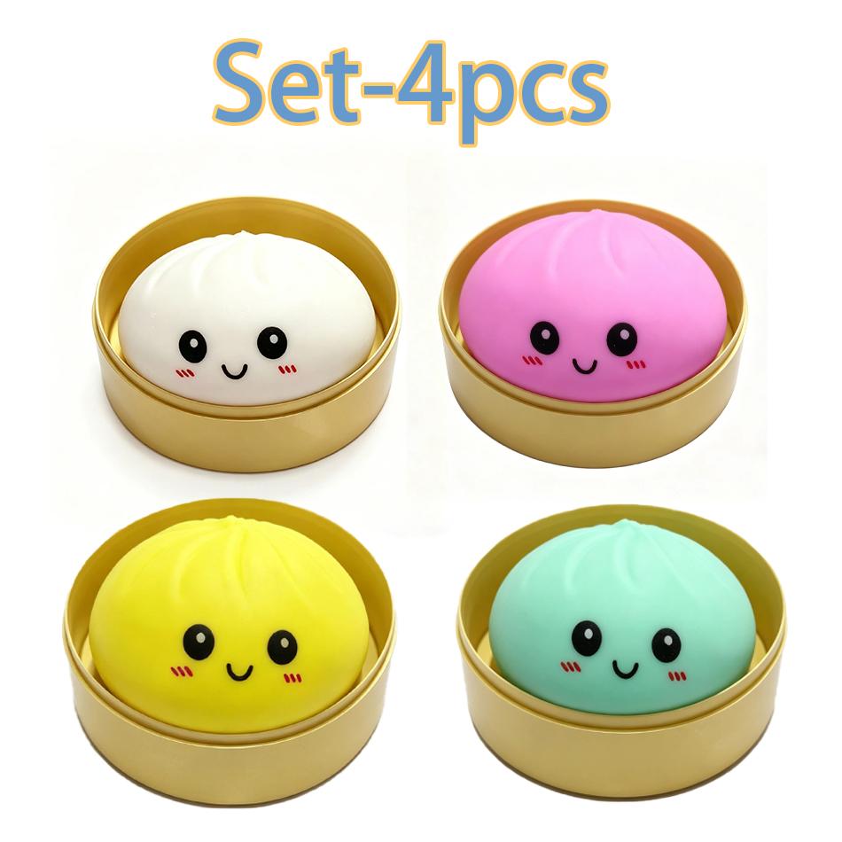 High-Quality 4Pcs Squishy Dumpling Stress Ball, Dumpling Squishy Toy Shape Hand Relaxation Toy, Party Favor Gift For Friends