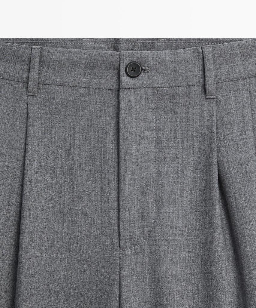 Masimodutti Relaxed Fit Pintuck Cool Wool Pants