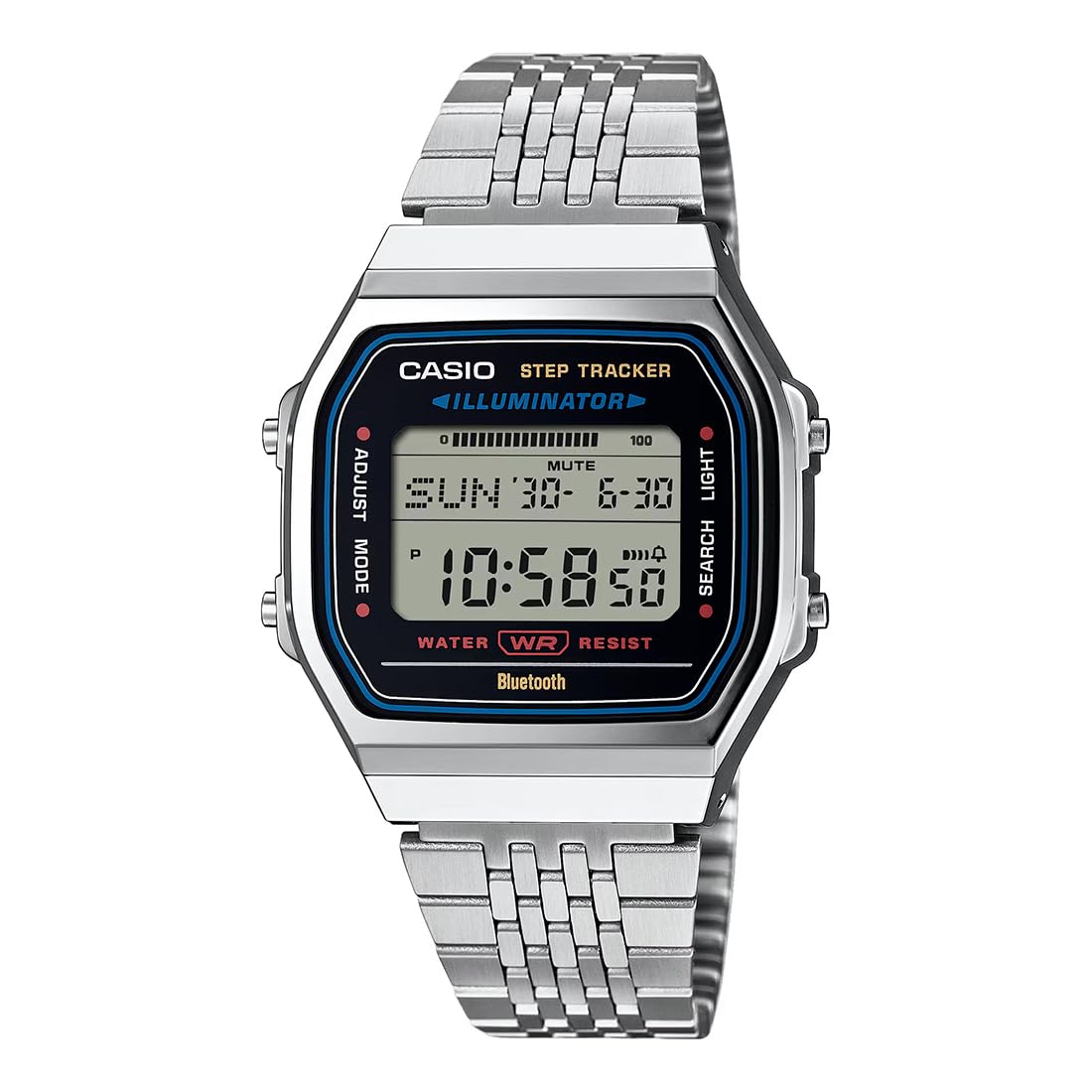 Casio Wristwatch ABL-100WE-1ADF Unisex Stainless Steel Band Adjustable Buckle Silver 41.6 × 37.9 × 8.2 mm Bracelet