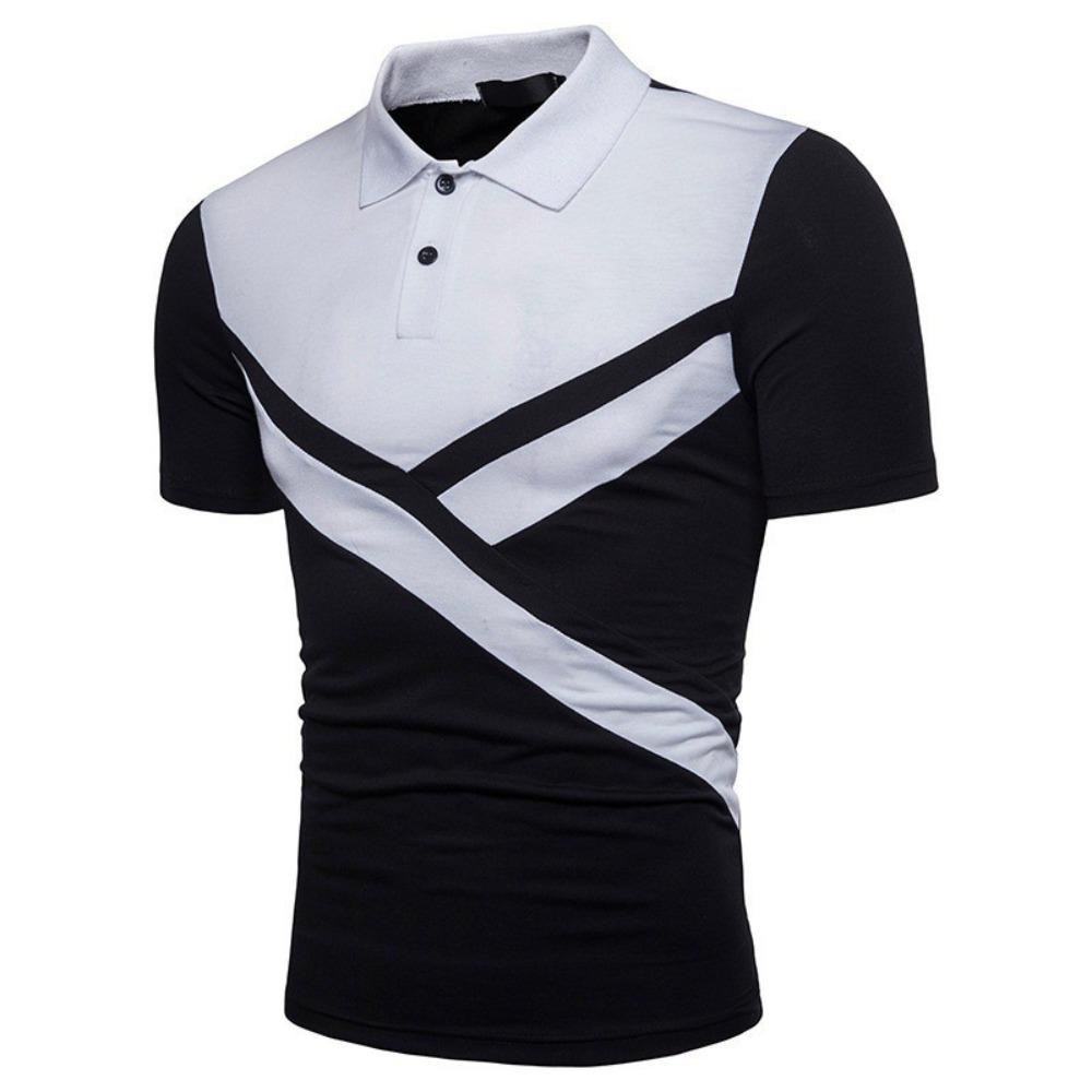 Summer Men's Casual Splicing Three-dimensional Men's Top Short Sleeved Lapel Polo Shirt Fashionable