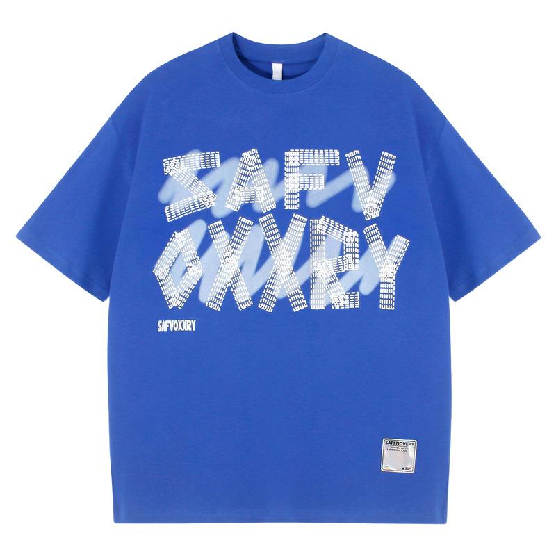 2025 Summer Men's trendy brand design sense letter print 100% pure cotton T-shirt Hip-hop style versatile top