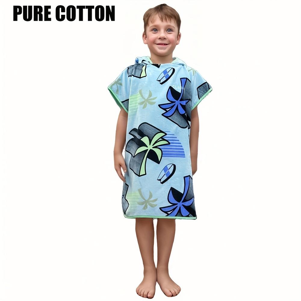 Youngsters' Hawaiian Coconut Tree Cotton Bath Towel Wearable, Extra Large Thick, Super Absorbent Beach Wrap with Hood for Boys Girls, 79.76x64.77 Cm