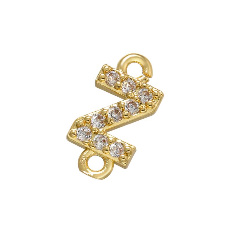 CZ Crystal 26 Initial Letter A-Z Charms Gold Plated Brass Connector for Necklace Bracelet Jewelry Accessories :VD1114