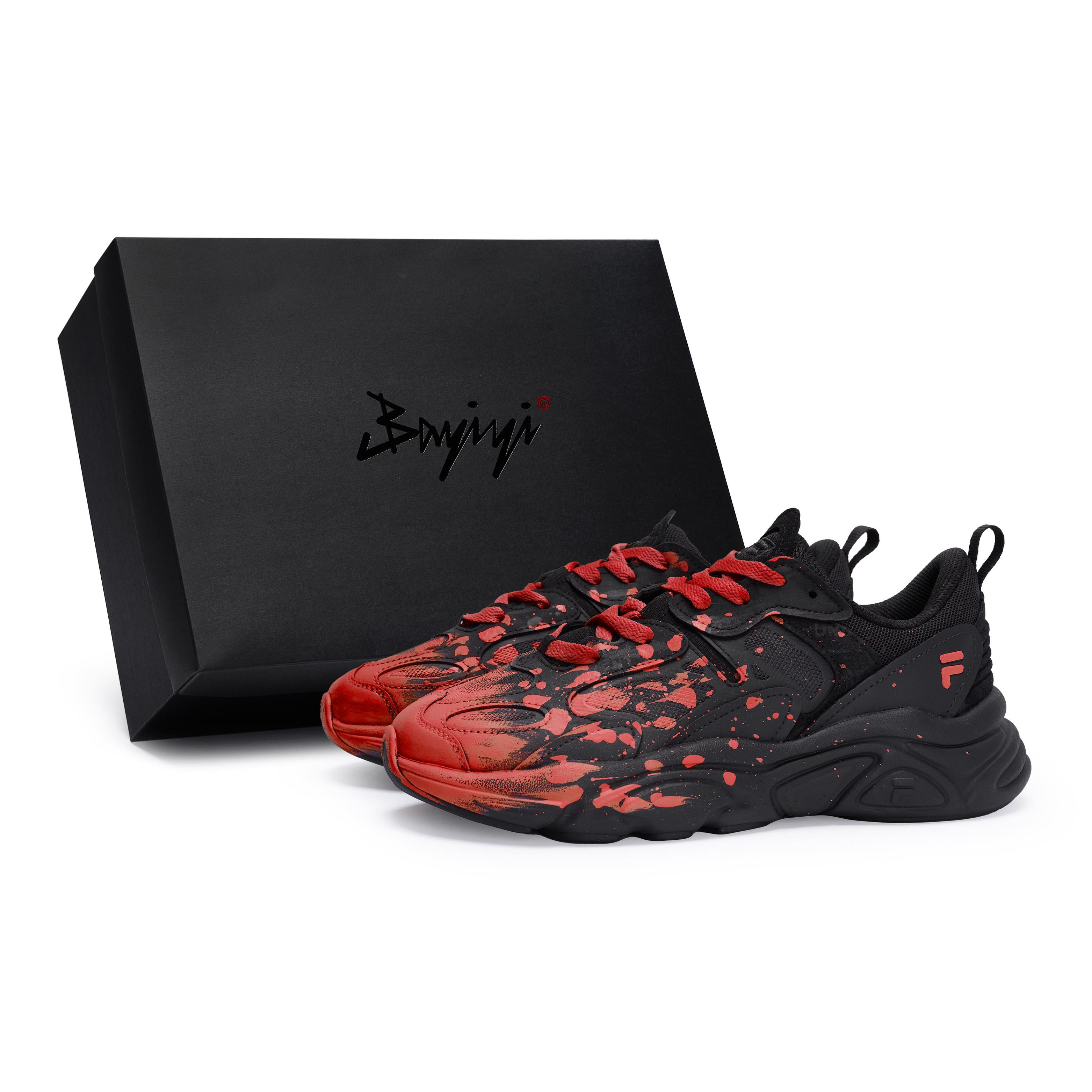 FILA Fabric Cushioning Slip Resistant Low top Casual Shoes Men s Black Red F12M141116FBK(Team80SBOX) 45