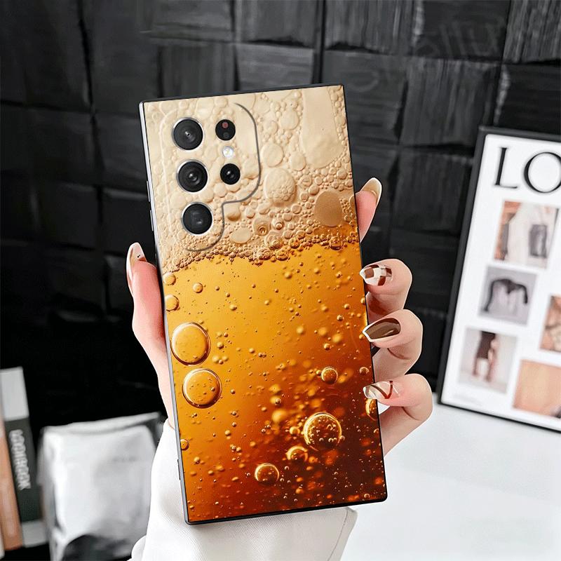Funny Beer Bubble Summer Soft Phone Case for Samsung Galaxy S26 S25 Edge S24 Ultra S23 Plus S22 S21 FE S20 Black Cover Back Shel