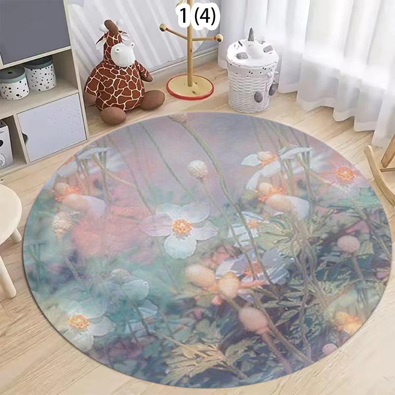 

Chic Artistic Impressionist Round Area Rug Non-slip Decorative Carpet Warm Soft Floor Mat for Living Room Bedroom 80cm x 80cm