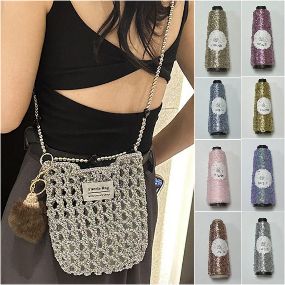 100g/Roll Multicolor Metallic Color Core-spun Dia.0.8mm Shiny Yarn Steel Wire Ball Line  Needlework