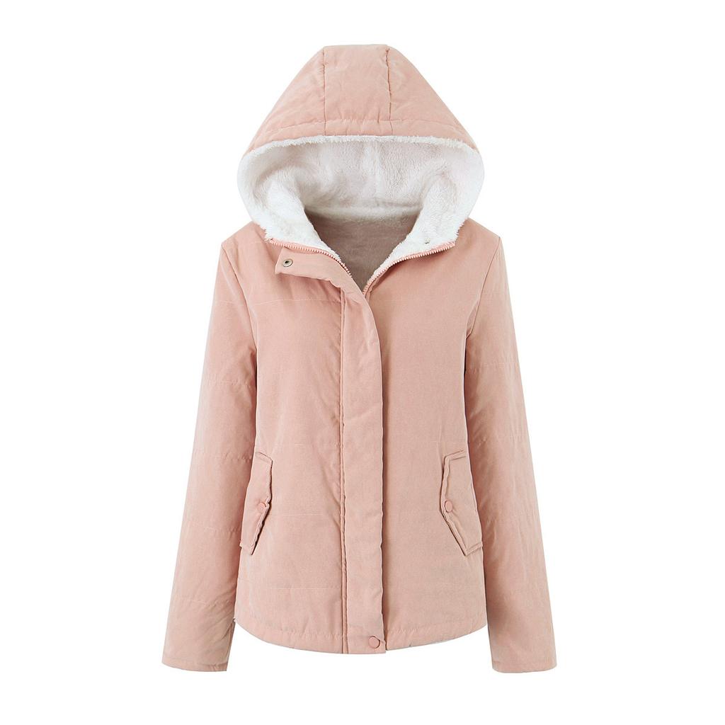 Autumn and Winter New Padded Thickened Women's Hooded Cotton Clothes College Style Long-sleeved Bread Clothing Cotton