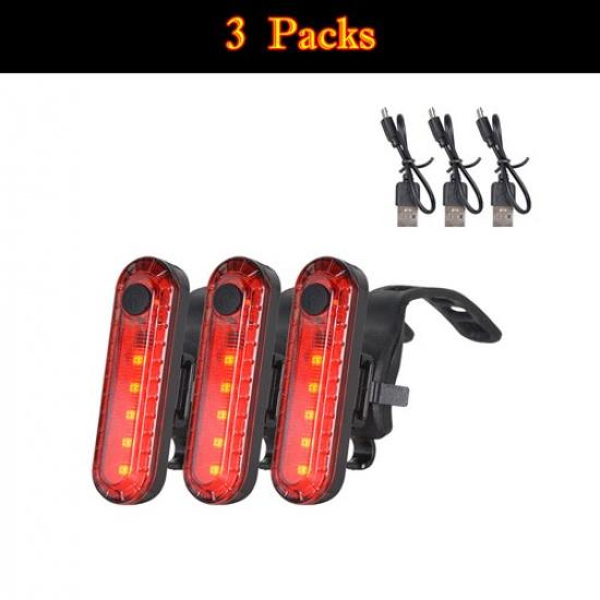 1-6packs LED Bike Bicycle Taillight Cycling Rear Safety Warning USB Rechargeable