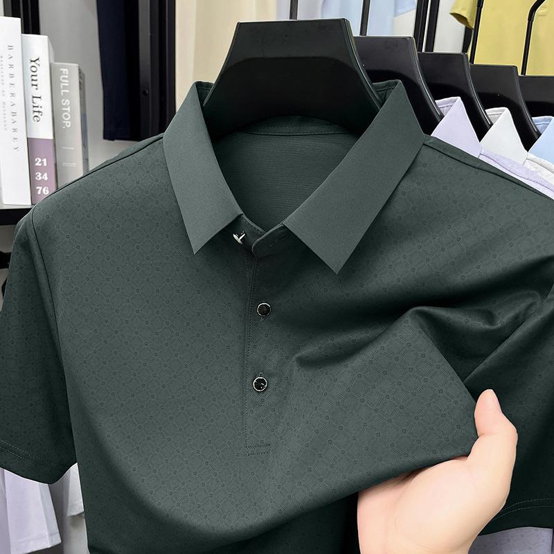 Summer Men's Middle-Aged & Young Lapel Collar Breathable Printed Fashion Casual Short Sleeve T-Shirt Polo Shirt