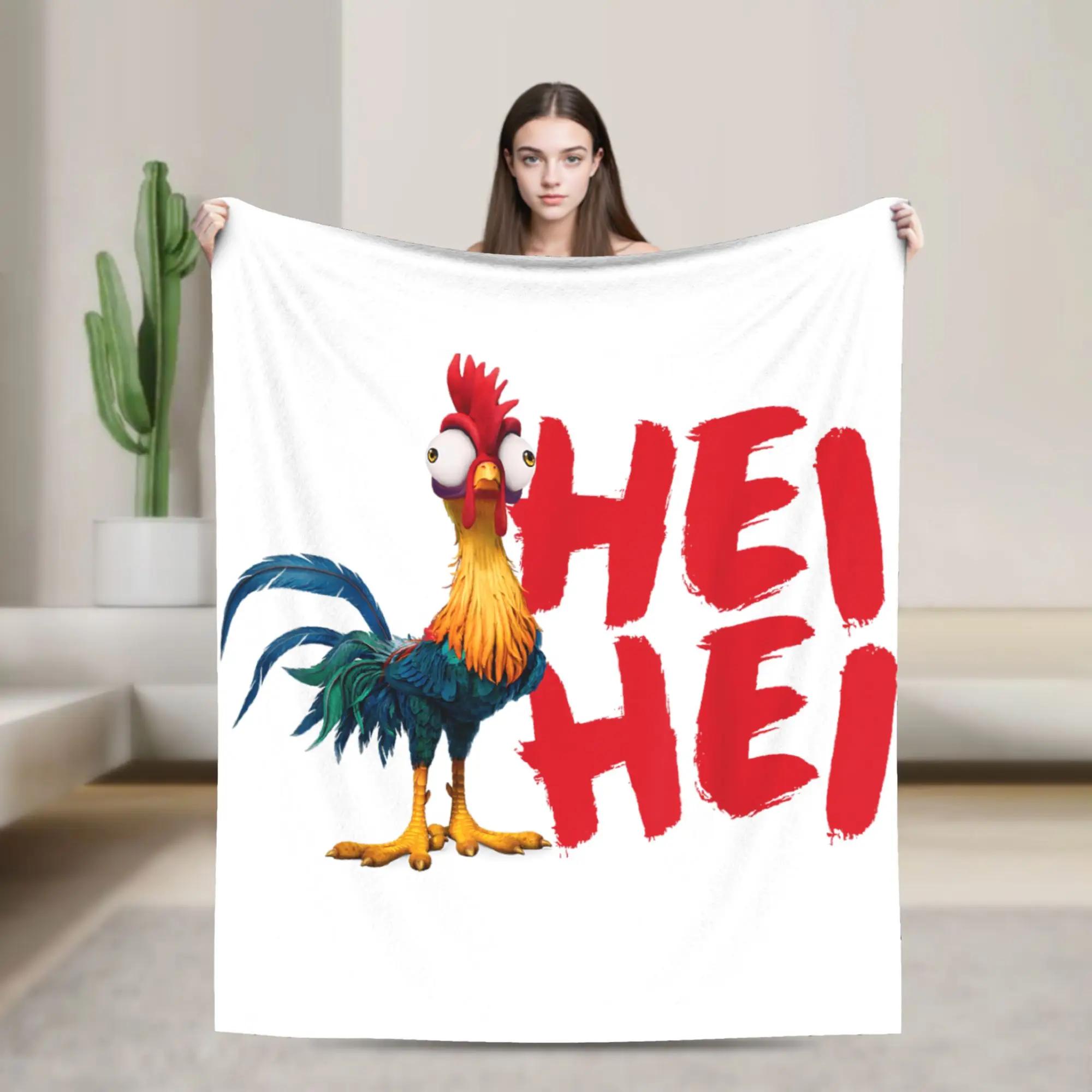 Moanas Hei Hei Rooster Character Flannel Blanket Winter Warm Throw for Kids Couch Bed Aesthetic Sofa Cover Bedspread 100x150cm
