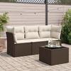 Vidaxl 4-Seater Garden Lounge Set, Cushions, Brown Rattan Pe