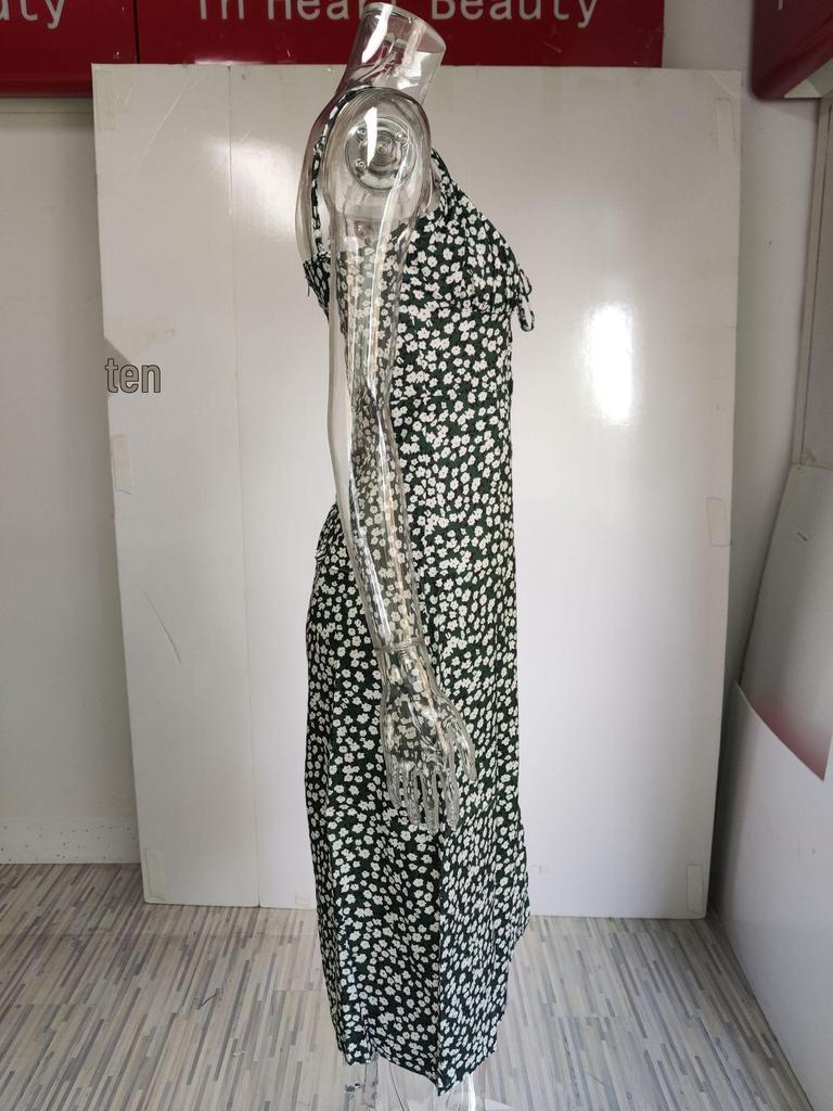 2026 Spring Collection: Women's Printed Camisole Slit Long Dress - European & American Style