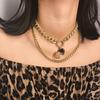 Double-layer Simple Chain Necklace Punk Gold Color Heart Pendant Choker Necklace Fashion Jewelry