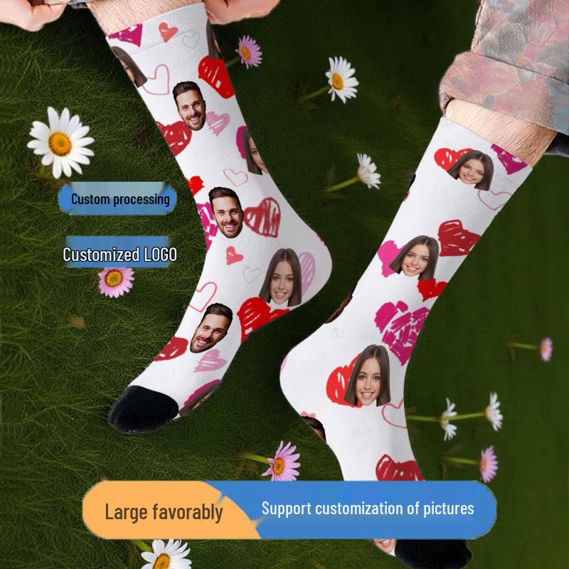 3D Digital Face Socks - Exclusive DIY Print, Christmas Gifts, Polyester, Versatile 360 Design