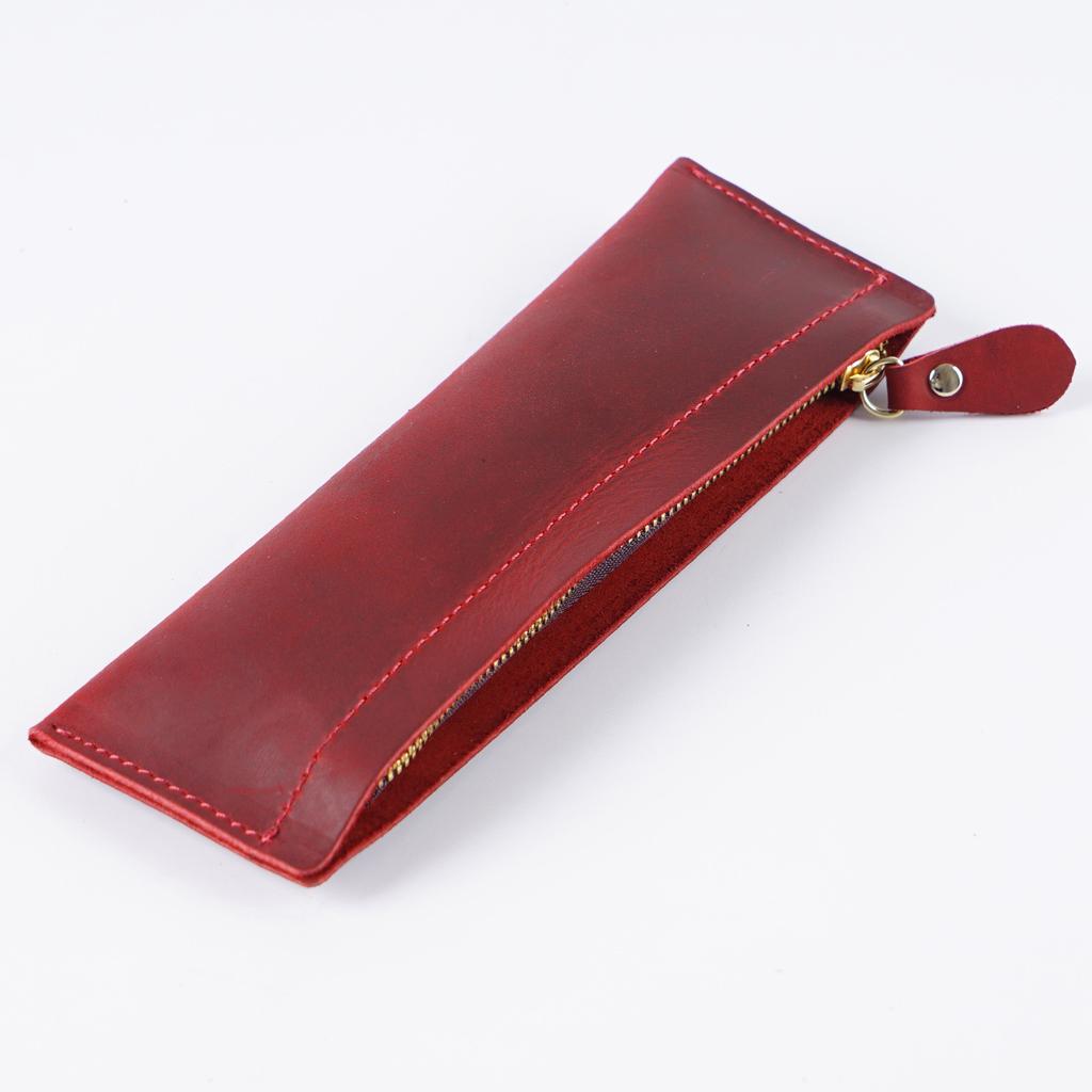 2026 Leather Pencil Bag Academy First Layer Crazy Horse Leather Handmade Change Bag Student Pencil Bag Stationery Storage Bag