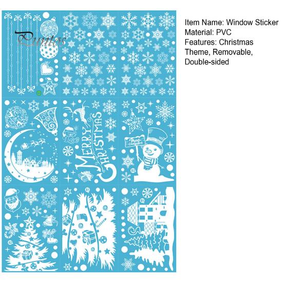 Festive Decor Sticker 9Pcs Christmas Winter Window Cling, Snowman Snowflake Tree Static Glass PVC Stickers Sticker, Removable Double-sided for Holiday