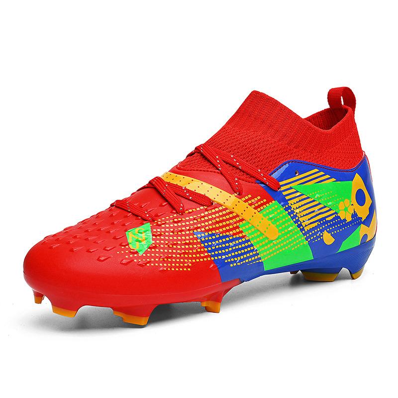 New Red Football Shoes Men Women Society Soccer Cleats Professional Training Shoes Outdoor Men's Artificial Grass Soccer Cleats