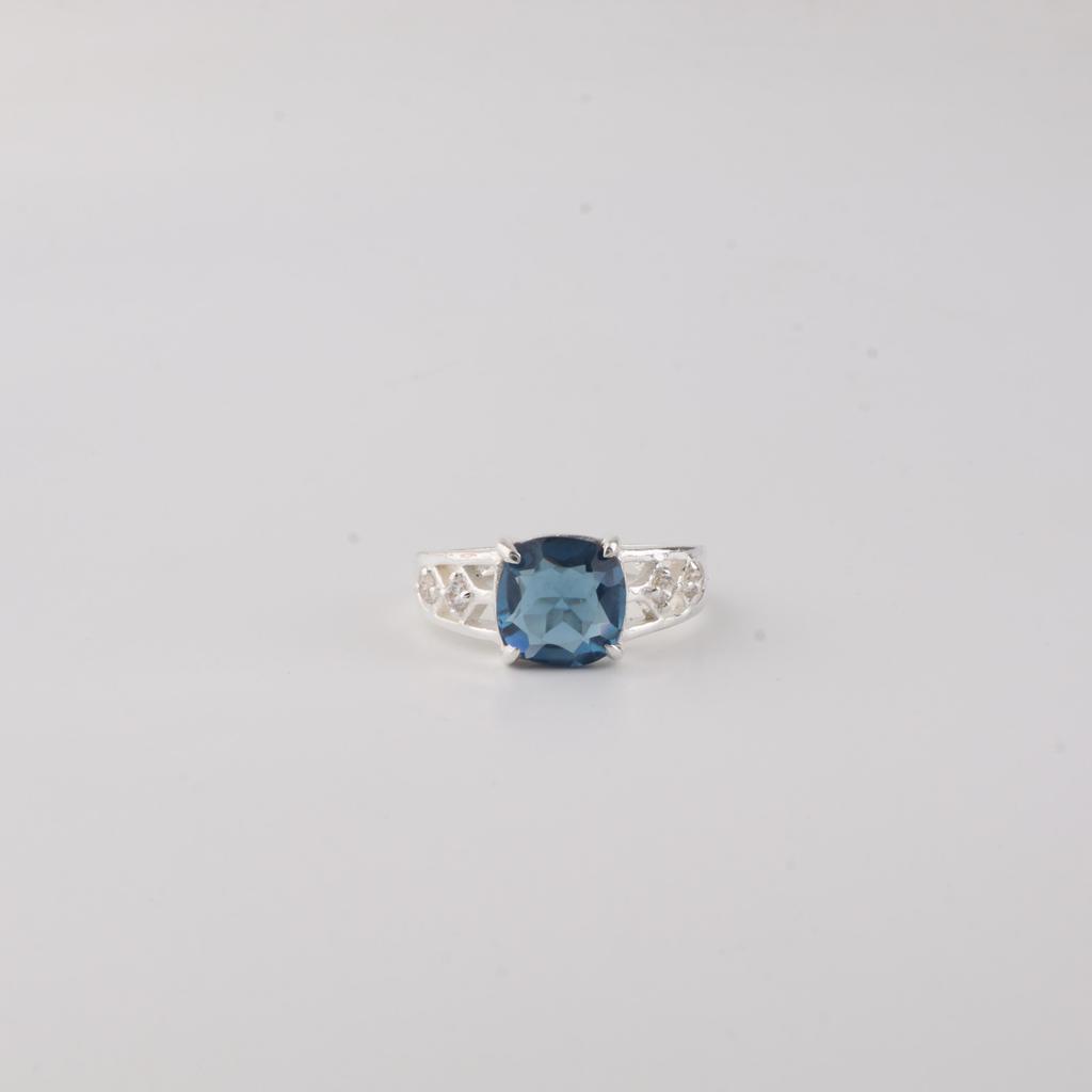 London Blue Topaz Gemstone 925 Sterling Silver Pretty Wedding Ring For Bride CZR-15-7
