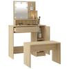 Vanity Table Set with LED Sonoma Oak Engineered Wood