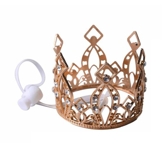 

Блестящая корона для питомца, регулируемая корона для кошки со шнурком, тиара-корона со стразами для кошек и маленьких собак, косплей, вечеринка, фото розового золота