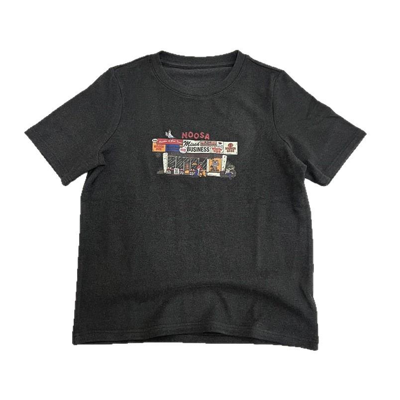 Korean Style Cartoon Print Cotton T-shirt: Women's Retro Round Neck Short Sleeve Casual Top, Spring New Arrival