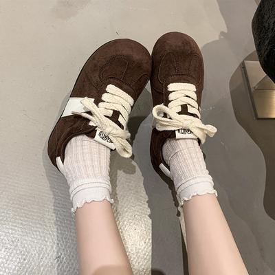 Thick-soled Inner Height Increase, Red German Training Shoes for Women's 2025 Autumn New Versatile Sports Women's Shoes, Retro Color Ma