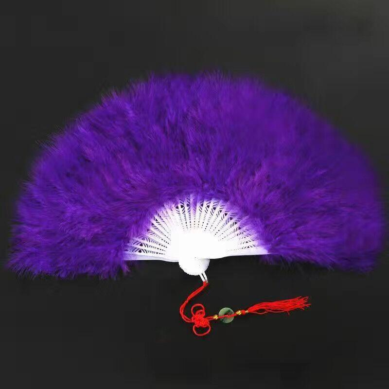 Thickened White Feather Folding Fan - Plush Cheongsam Catwalk & Emperor Night Dance Accessory