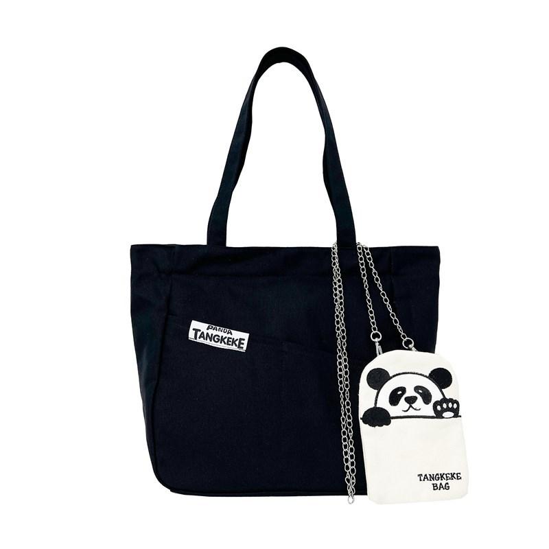 Canvas Bag Women's 2025 New Autumn Casual Cute Shoulder Bag Large Capacity Tote Bag Chain Messenger Bag