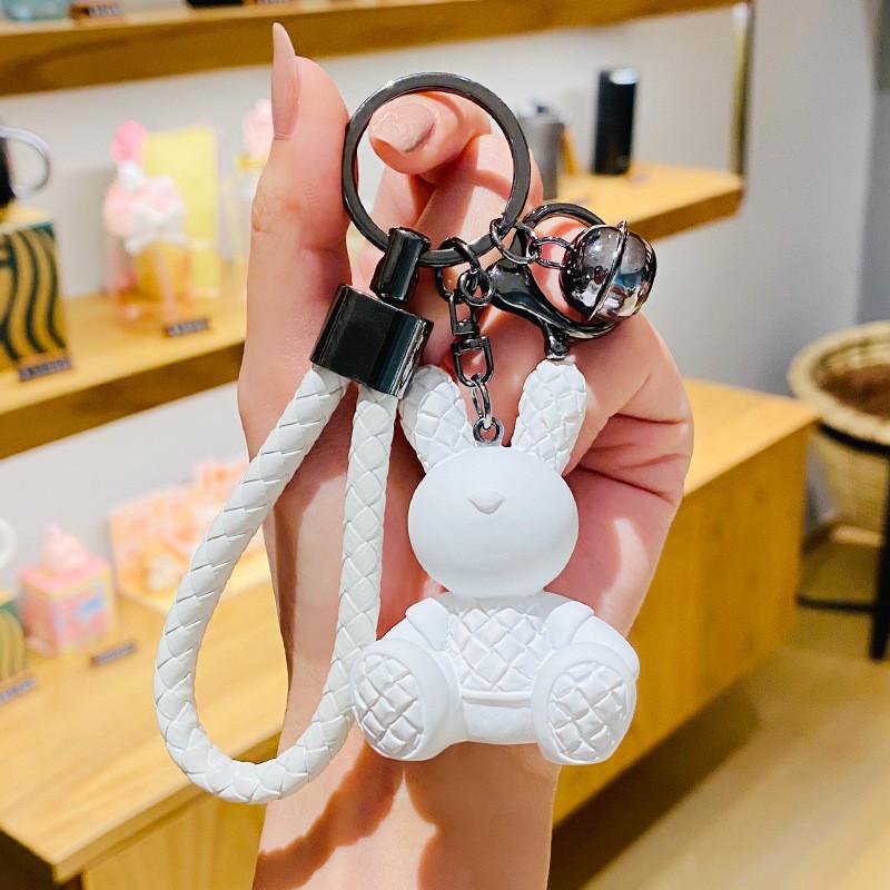 

Sitting Plaid Elegant Bunny Resin Keychain Perfect For Advertising Meetings And белый