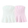 Spring 2025 Women's Strapless Suede Texture Top & Slim Solid Color Skirt Set