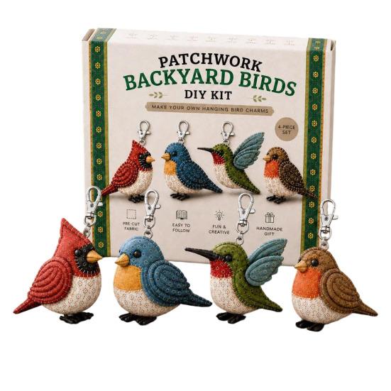 DIY Patchwork Animal Keychain Kit, Handmade Bird Pet Farm Forest Animal Key Ring, Handcrafted Keychain Art Crafts for Kids Adults A