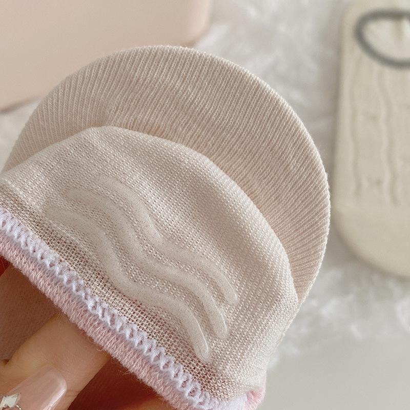 Summer Thin Socks, Women's Perforated Bow Bow Breathable Boat Socks, Silicone Anti-slip Color-blocked Light-cut Invisible Socks