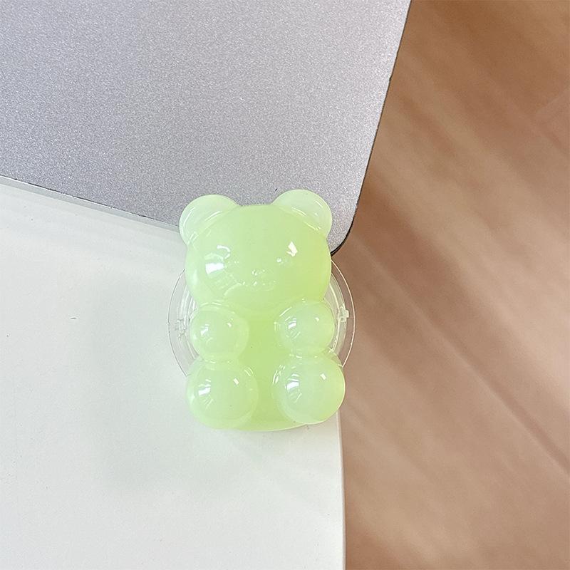 Jelly Solid Color Hard Bear Mobile Phone Airbag Bracket Pasted Retractable Desktop Watching Drama Support Decorative Ring Woman