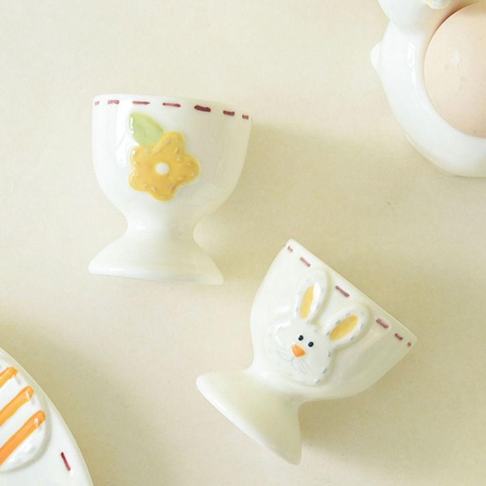 Ceramic Egg Holder Rabbit Bee Steamed Egg Cup Funny Cartoon Egg Cup  Home Decor