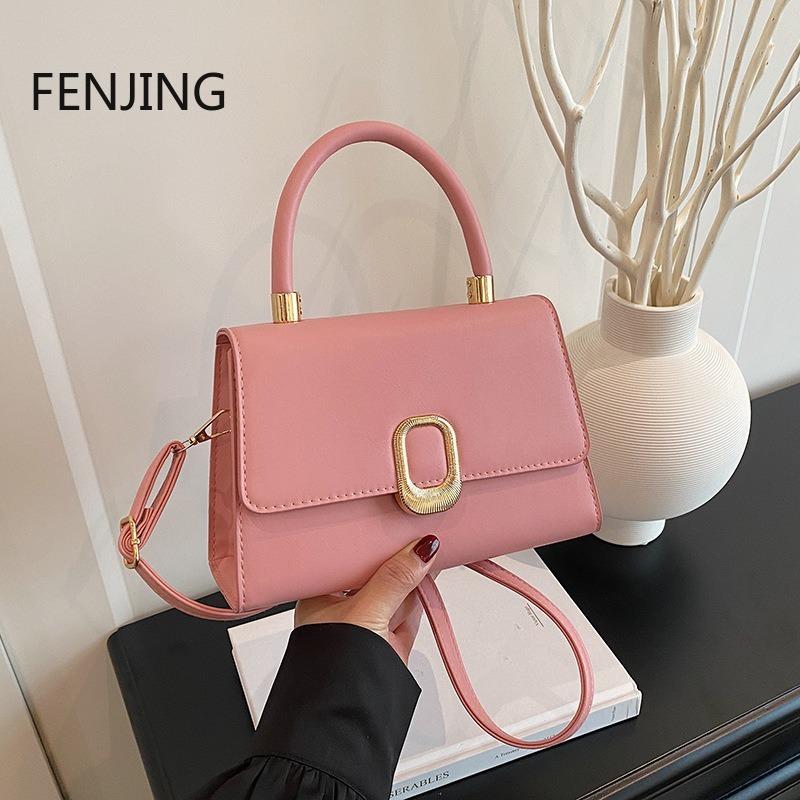 Simple Handle Handbags Small Square Bags 2025 Summer New Fashion Shoulder Bags for Women Pink Day Crossbody Bags Leather Purse