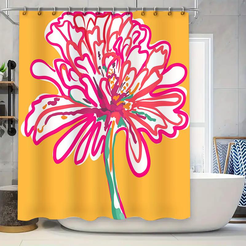 Decorate Your Bath with this Vibrant Orange Floral Shower Curtain Bathroom Home Decor Must-Have 90x180cm