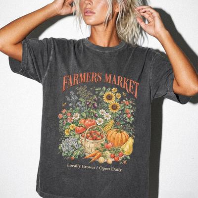 Vintage Farmers Market T-Shirt and Kids Tshirt, Botanical Garden Tee, Cottagecore Graphic Shirt and Kids Tshirt, Fresh Produce Illustration,