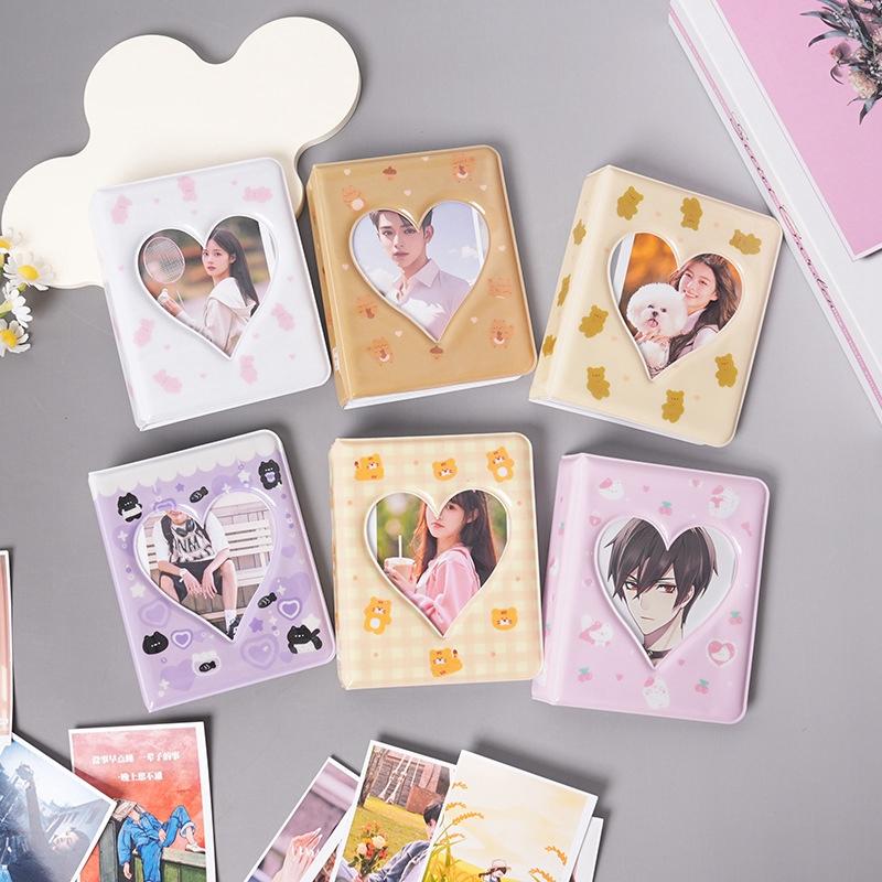 3-Inch Kpop Photocards Holder Mini Hollow Heart Photo Album Binder Idol Card Collect Book Korea Style Picture Protector