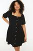 Women's Style Plus Size Black Woven Button-Front Dress