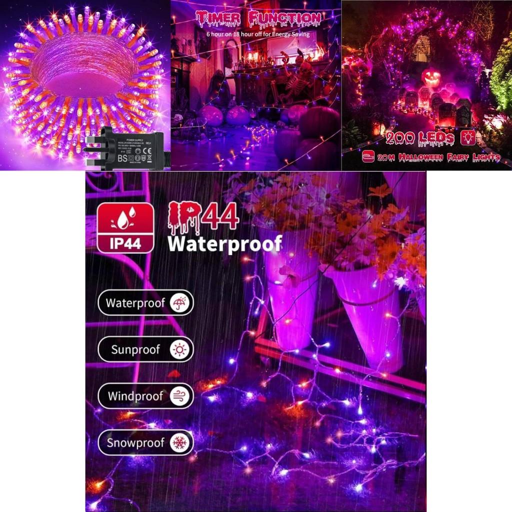 Halloween Fairy String Lights 200 Led 20m With 8 Modes For Festive Decoration