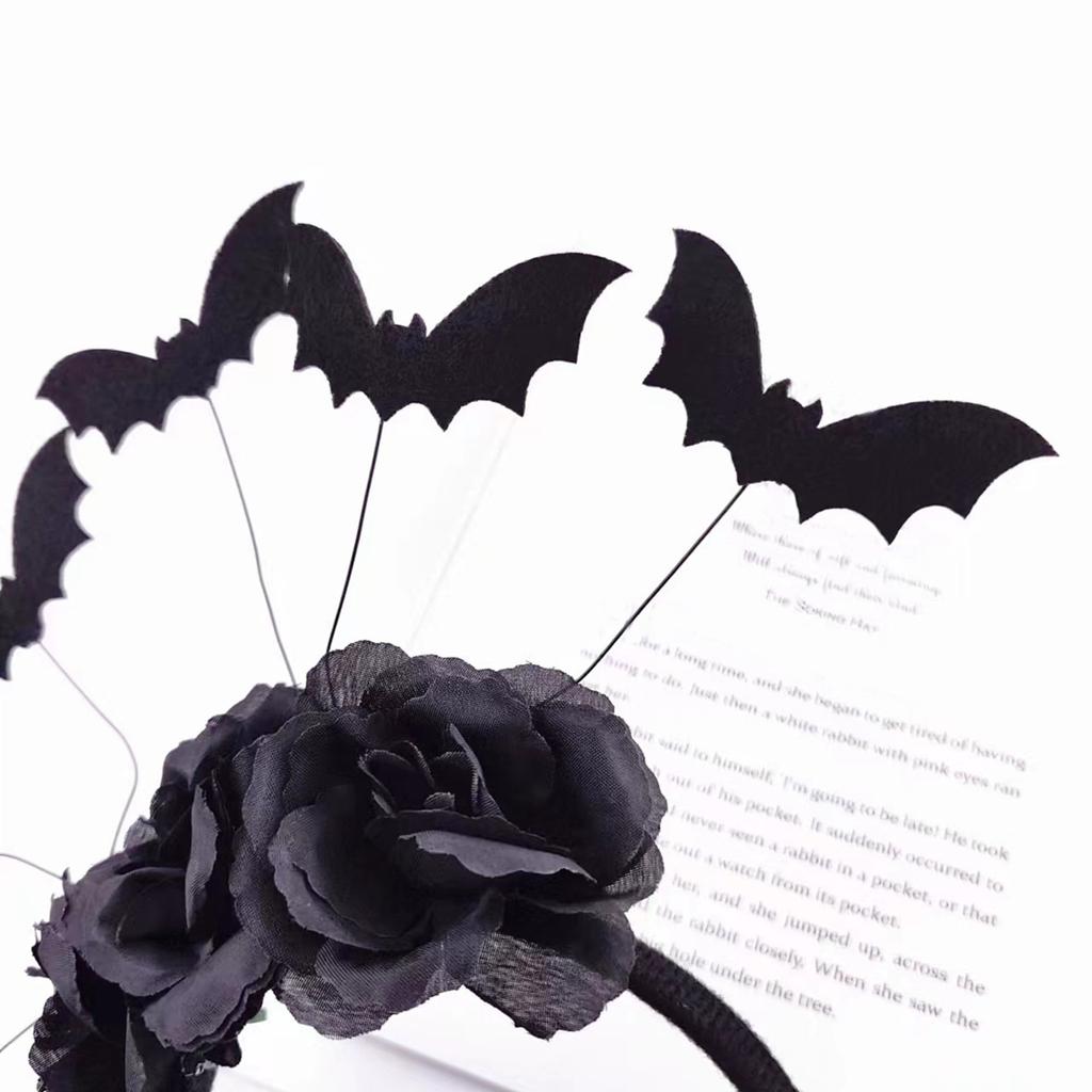 Cute Bat&Flower Decor Hair Hoop Women Spa Wash Face Makeup Headband for Photoshoots Party Hair Accessories